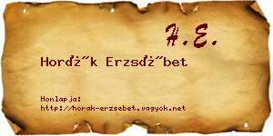 Horák Erzsébet névjegykártya